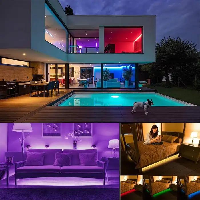 Bande lumineuse LED RGB 5m/10m/20m, lumière intérieure avec télécommande, bande lumineuse flexible adaptée à la décoration de la pièce et de la chambre à coucher