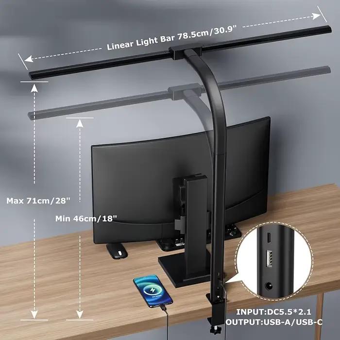 Lampe de bureau à Clip LED à Double tête