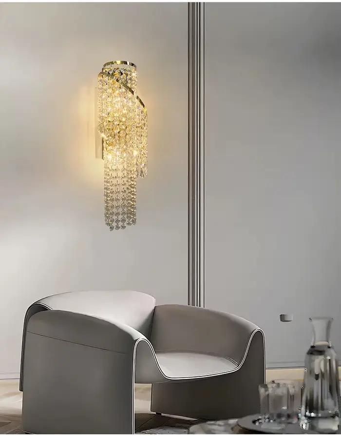 Applique murale en cristal de luxe avec pompon