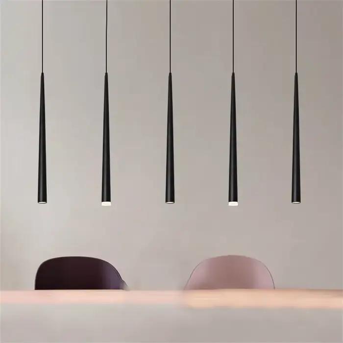 1 pièce 30/40/50CM cône pendentif LED lumière Dia3cm conique en aluminium Restaurant Bar café suspension lampe cuisine salle à manger Droplight