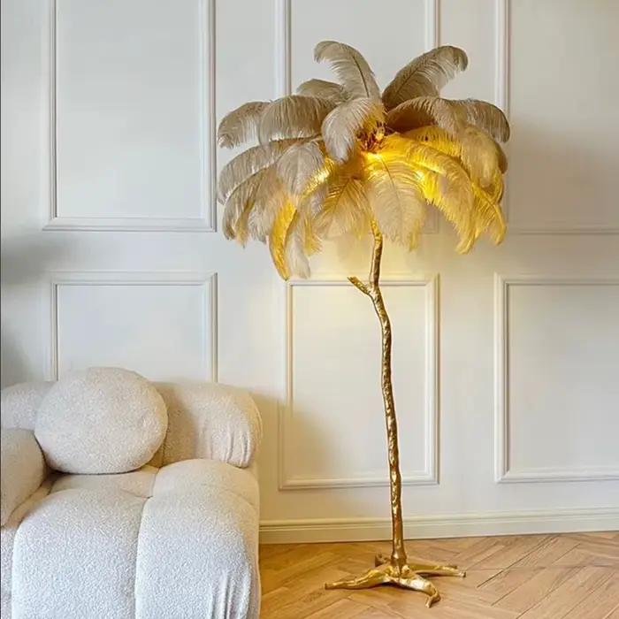 Lampadaire LED sur pied en plumes nordique