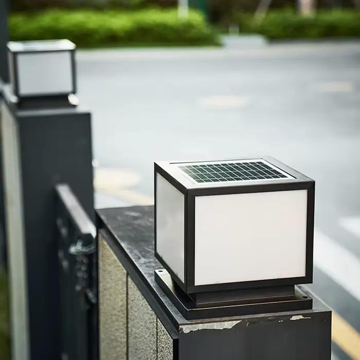 Lampe frontale à colonne d'énergie solaire étanche pour l'extérieur, Villa, jardin, décoration communautaire, lampe de pelouse, lampe murale carrée