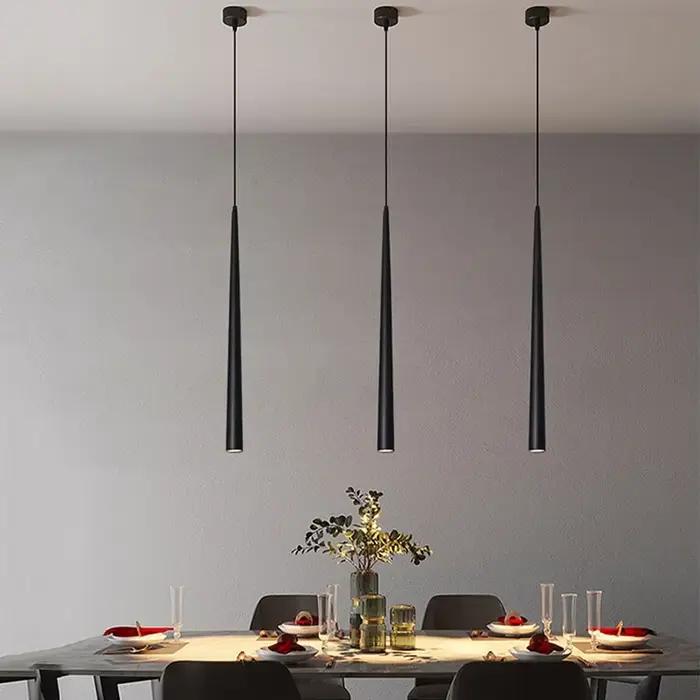 1 pièce 30/40/50CM cône pendentif LED lumière Dia3cm conique en aluminium Restaurant Bar café suspension lampe cuisine salle à manger Droplight
