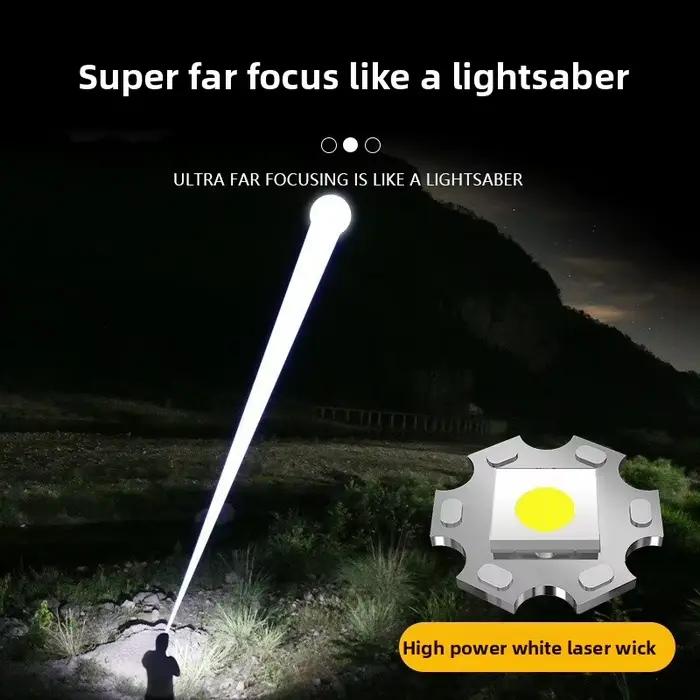 Nouvelle lampe torche rechargeable à tête en aluminium, laser blanc longue portée, affichage numérique LCD, éclairage extérieur, lampe de travail portable pour la maison