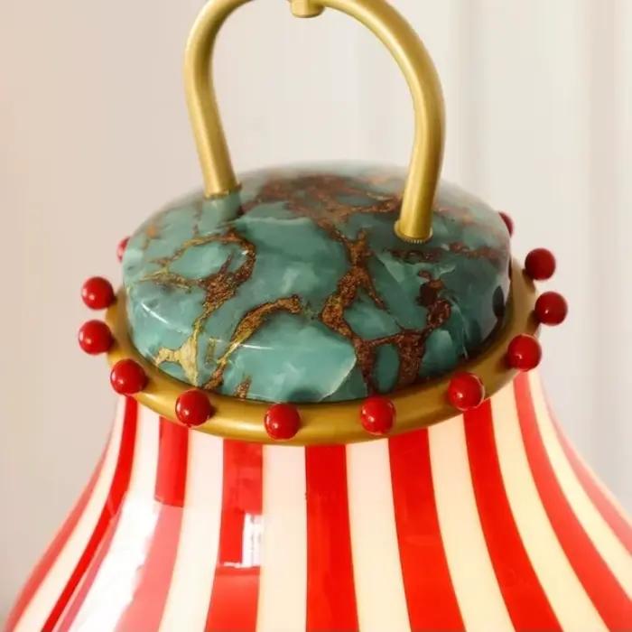 Lustre de cirque coloré rétro Memphis rayures rouges suspension chambre d'enfant salle à manger cuisine île lampes d'entrée