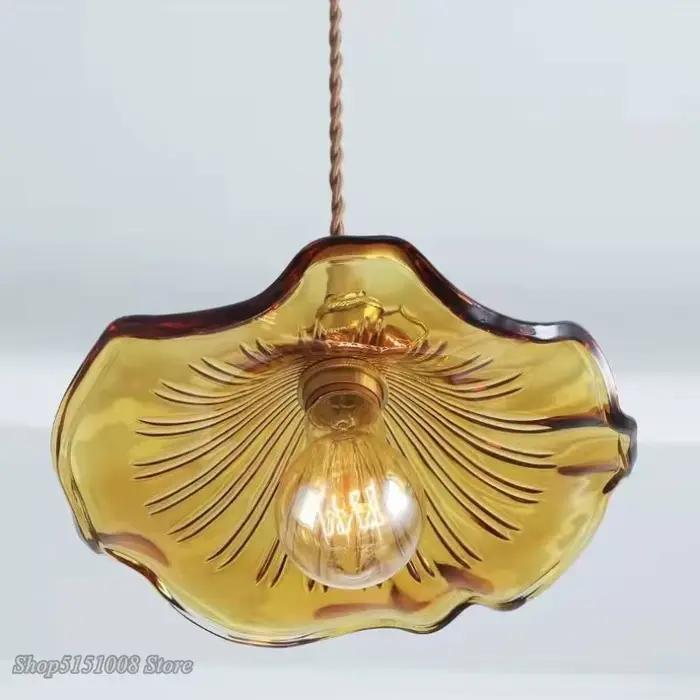 Accueil Simple pendentif LED luminaires chambre salon barre verre coloré cuivre suspension lampe Edison plafond suspension