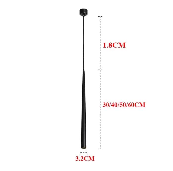 1 pièce 30/40/50CM cône pendentif LED lumière Dia3cm conique en aluminium Restaurant Bar café suspension lampe cuisine salle à manger Droplight