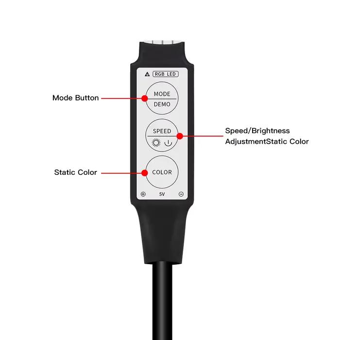 Mini contrôleur de bande lumineuse LED RGB à 3 touches, USB 5V pour bande lumineuse LED RGB, lampe à ruban