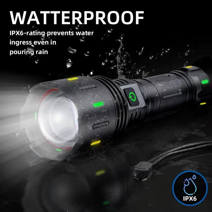 LEP – lampe de poche Laser blanche Super brillante, torche tactique Rechargeable par USB, lanterne d'urgence pour Camping en plein air