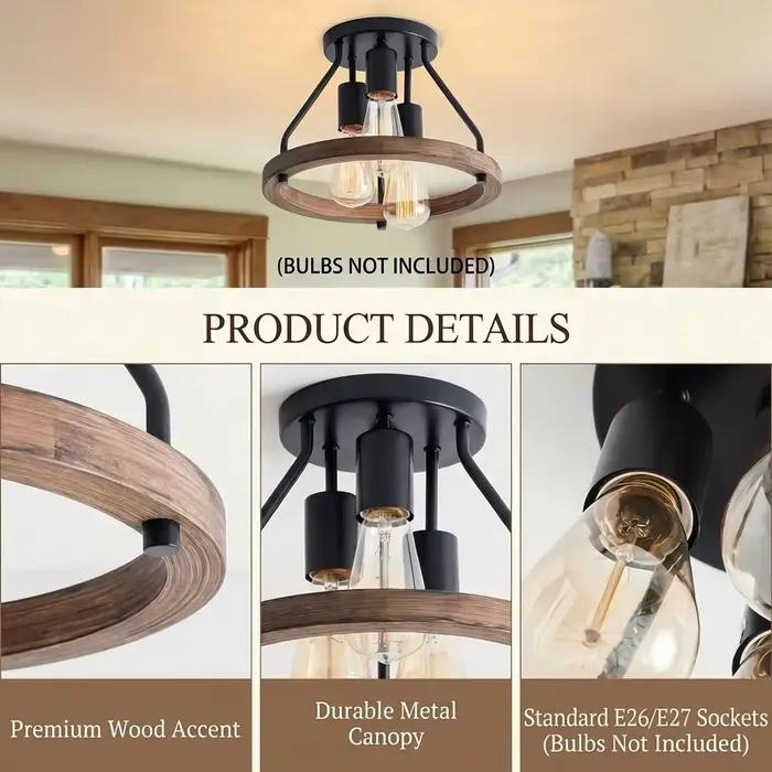 Plafonnier rond noir pour couloir