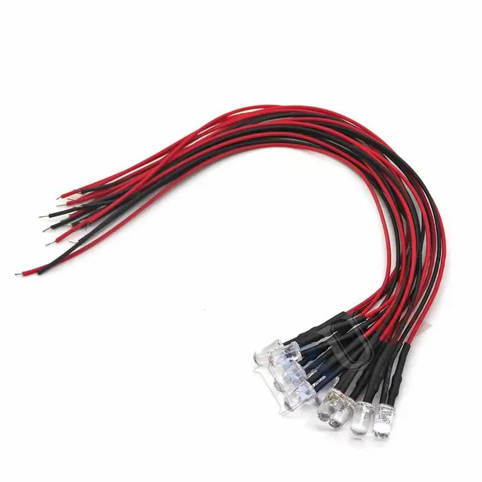 10 pièces DC 3V 6V 12V 24V pré-câblé 3mm 5mm lampe à LED ampoule précâblée Diodes électroluminescentes Transparent jaune bleu vert blanc rouge