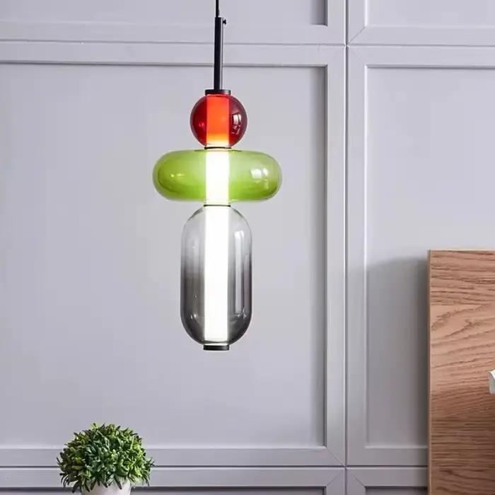 Lampe suspendue italienne moderne en verre bonbon, lustre coloré pour Loft, salon, cuisine, Restaurant, décoration de plafond