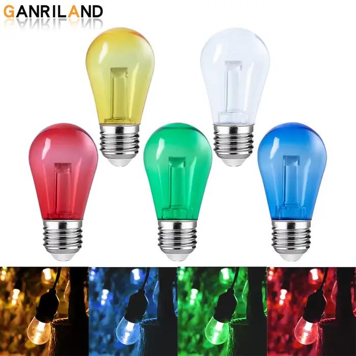 Ganliland – ampoules LED colorées E27 S14 220V 2W, lampe en plastique blanc chaud 2700K, rvb, pour décoration de fête de jardin, PC