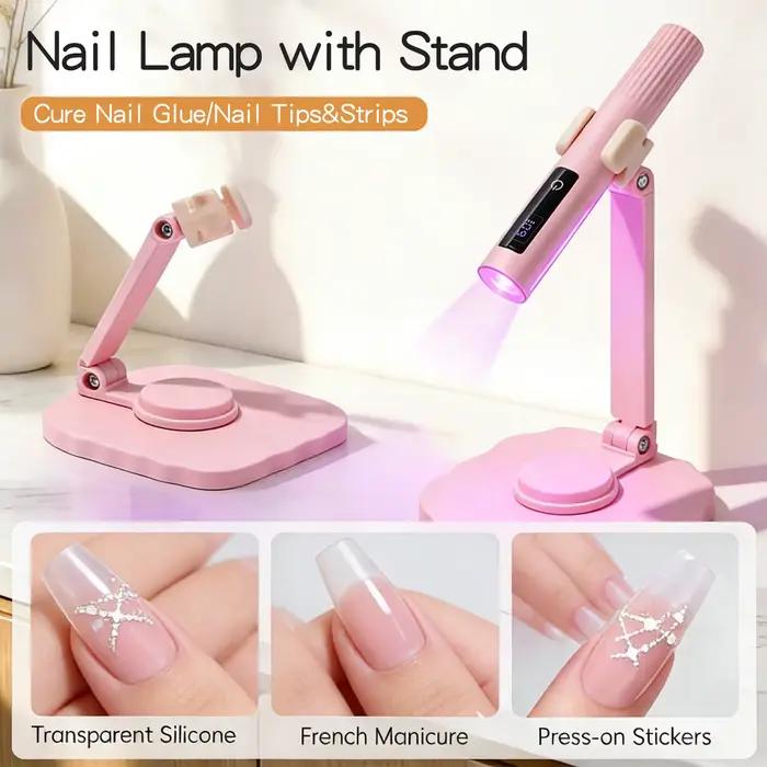 Mini lampe UV portable pour ongles avec support, lampe UV portable avec écran pour ongles en gel, séchoir à ongles rechargeable USB