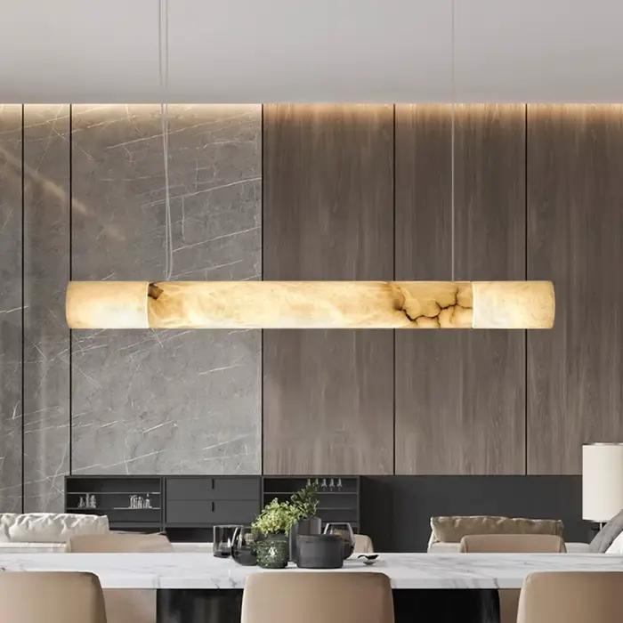 Moderne 120 cm marbre pendentif lumières linéaire cuisine île décor lampe pour salle à manger Table Bar café marbre plafond suspension