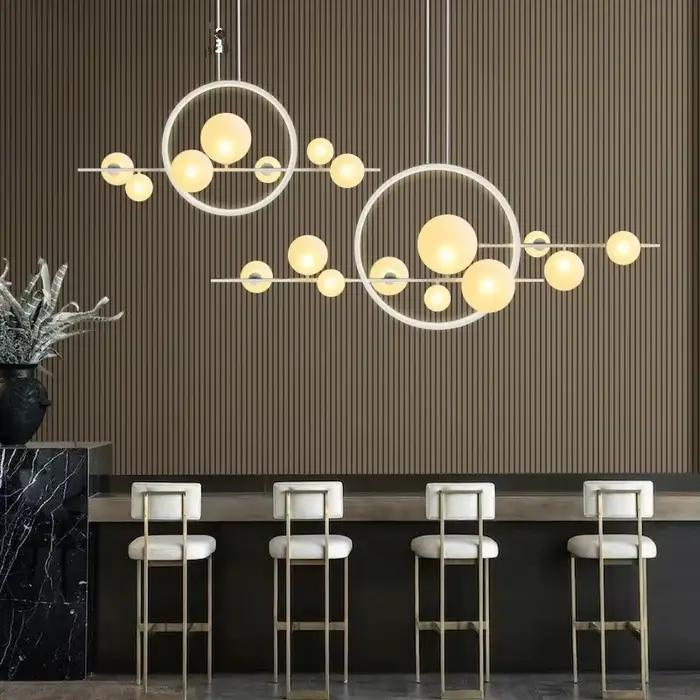 Lustre en verre nordique Suspension plafond Suspension lampe suspendue salon salle à manger cuisine île
