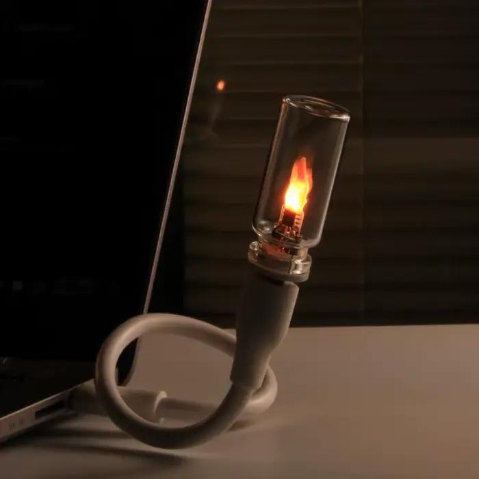 Ampoule Led Effet Flamme Scintillante Usb Vintage Lampe Decorative Ambiance Maison Lumiere Blanche Chaude Réaliste Effet De Bougie Clignotante Artistique Occasions Spéciales