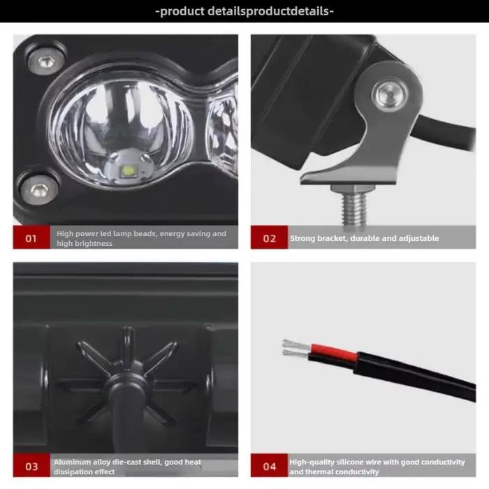Projecteur de voiture 3 pouces blanc jaune LED Pod conduite lampe de travail pour pick-up moto camion tout-terrain toit porte-bagages lampe