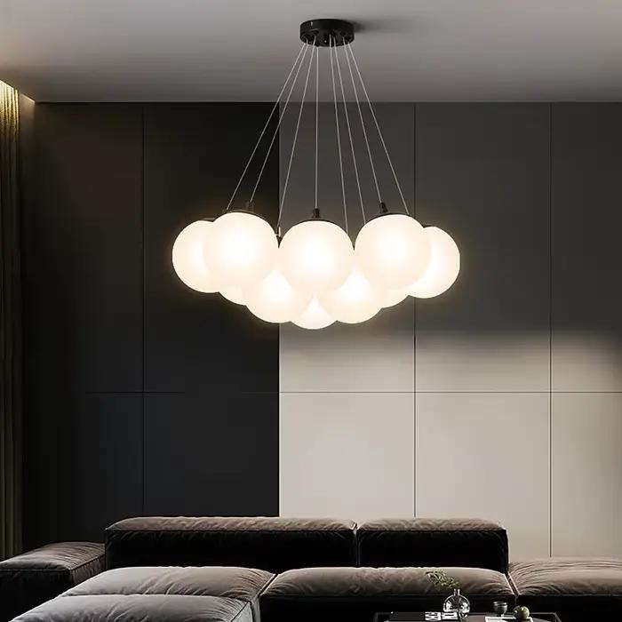 SANDYHA Moderne Boule de Verre Abat-Jour Pendentif Lampe Suspension De Cuisine Éclairage Intérieur Salle À Manger Salon Chambre Décoration De La Maison