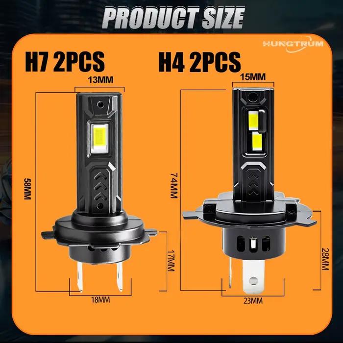 Ampoules LED H7 H4 1000W Ultra Puissantes pour Phares de Voiture, Projecteurs, Plug and Play, Amélioration CSP Turbo LED pour Voiture