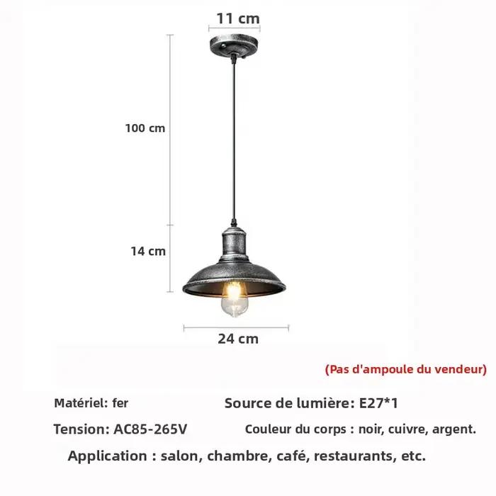 Lustre extérieur étanche en fer meulé pour éclairage moderne et rétro style américain pour salon chambre à coucher cuisine et plus