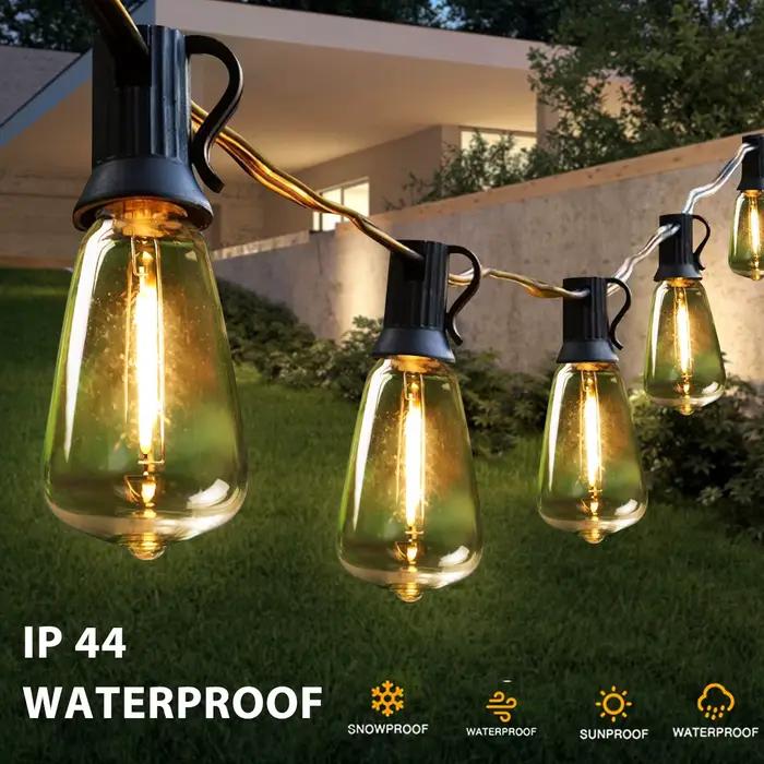 Guirlande de rue LED rétro 33 pieds ST38 EU 7.6M 10M 15M 20M, guirlande lumineuse LED connectable IP44, ampoules de décoration extérieure étanches