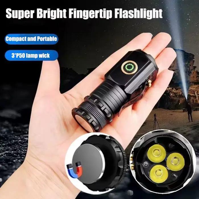 Mini lampe torche LED portable puissante, torche de poche étanche pour la randonnée et le camping, avec clip pour stylo et aimant à l'arrière