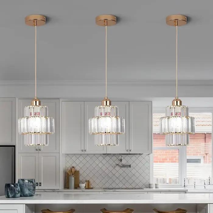 Lustre LED en cristal doré