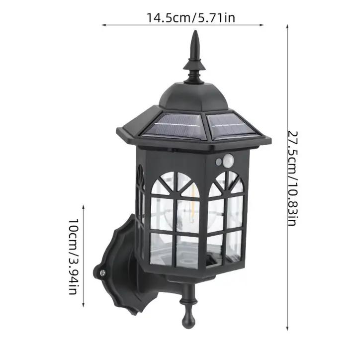 Lampe murale solaire de style européen rétro E27, pour cour, jardin, extérieur, 3 modes, induction humaine, éclairage extérieur, balcon, véranda