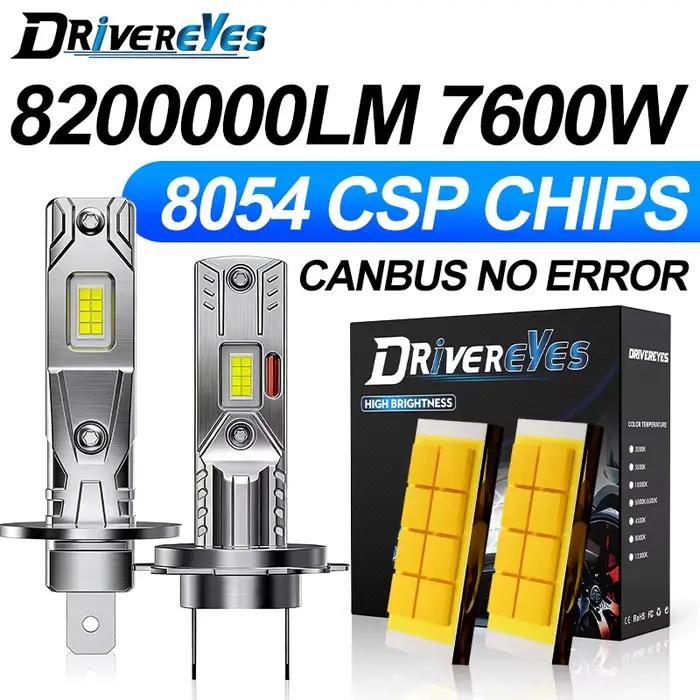 Ampoule de phare LED 7600W H1 H7 H4 Plug&Play sans fil 1:1 Mini phare de voiture 16 puces CSP 8054 sans ventilateur 8200000LM Alimentation sans fil