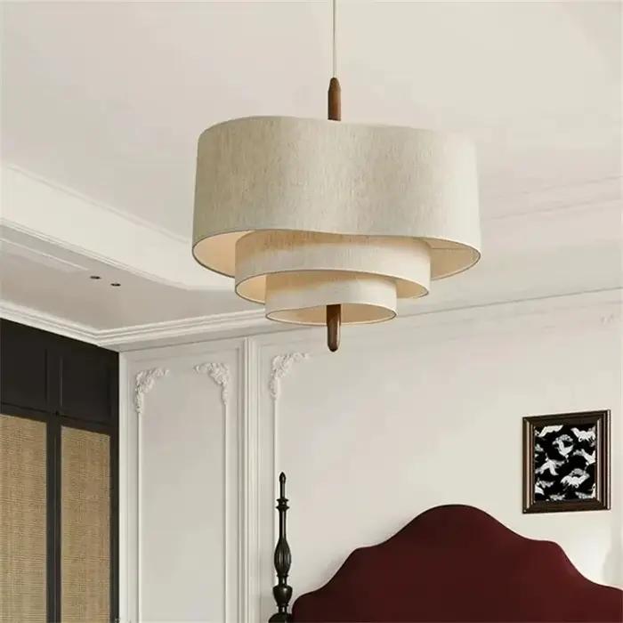 Plafonnier LED Multicouche Rustique en Tissu