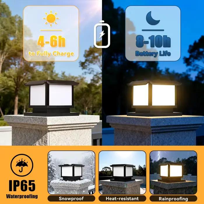 Lampe solaire extérieure à pilier avec télécommande, 4 couleurs, variateur d'intensité, pour Halloween, cour, Noël, jardin, colonne lumineuse