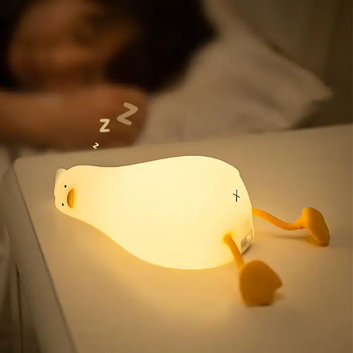 Canard pat siliconé rechargeable veilleuse bleu pour enfants chambre atmosphère paisible occasions spéciales