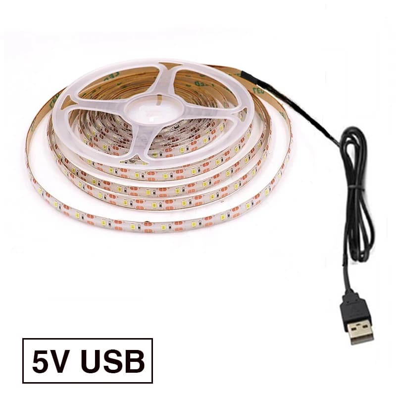 Bande LED avec capteur de mouvement PIR, 5V, 2835, 60 diodes/m, alimentée par batterie, Flexible, so
