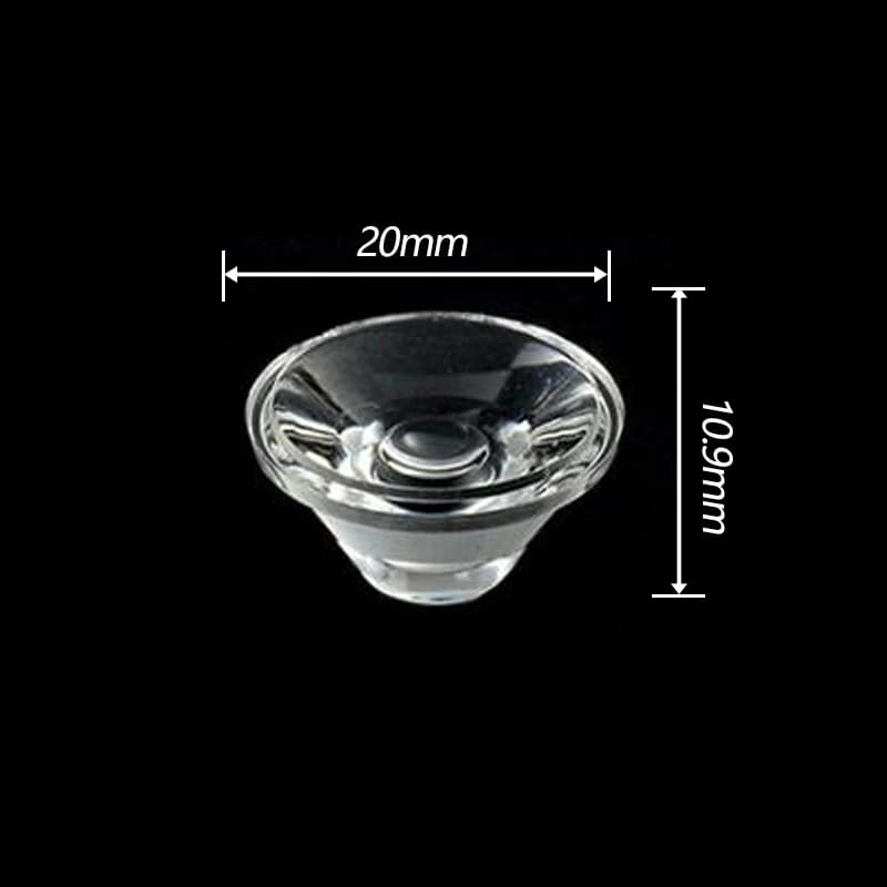 Lentille LED 20mm 1W 3W 5W optique PMMA plat Transparent lentilles claires 5 10 15 30 45 60 90 120 d