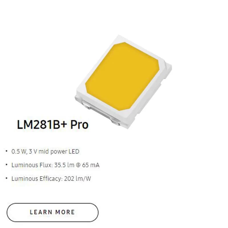 LED 2835 SMD LM281B + Pro 0.5 W, 3 V, puissance moyenne 4000K, 223lm/W, pour éclairage LED, efficaci