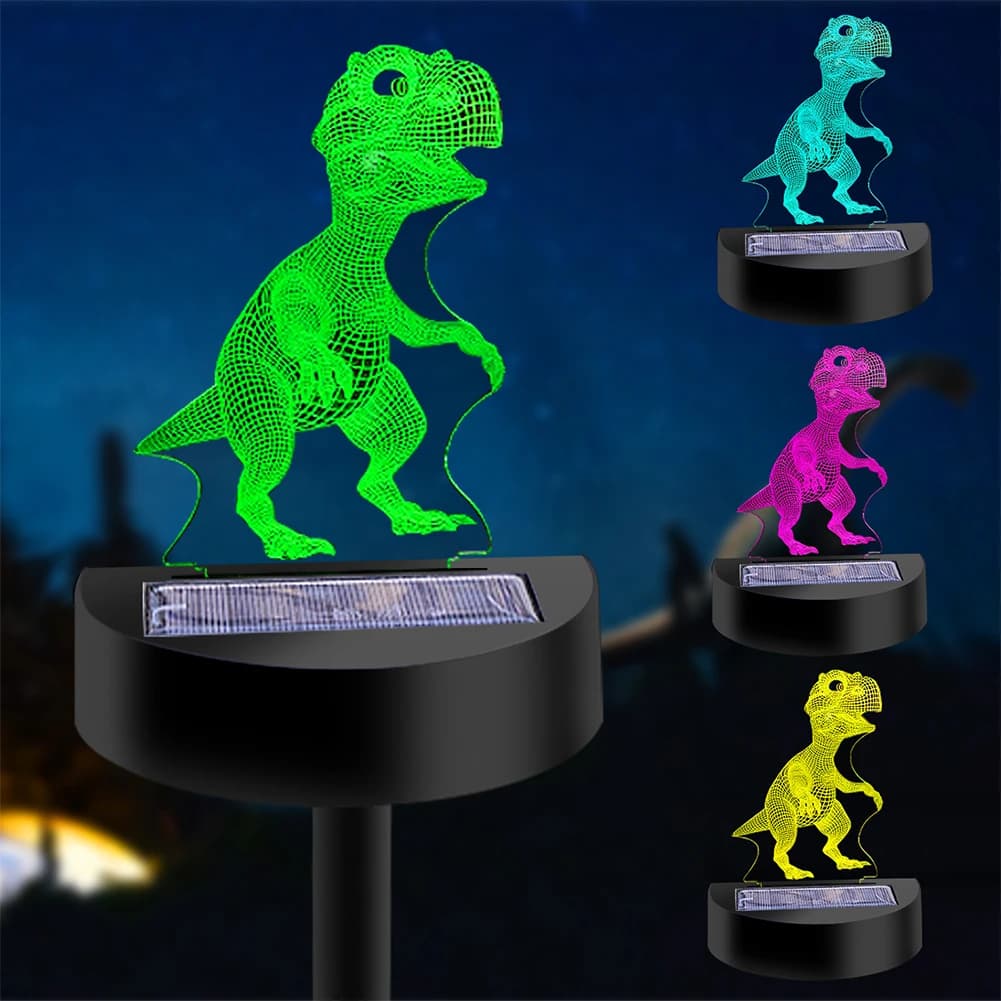 Lampe de Pelouse Solaire en Acrylique 3D en Forme de Dinosaure, Projecteur d'Extérieur Étanche, Déco