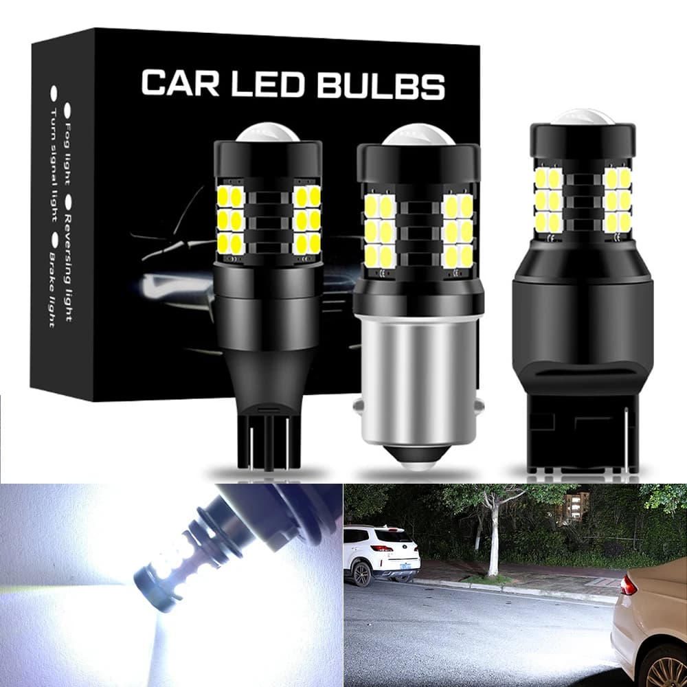 Ampoule de voiture, lumière DRL automatique blanche, 2 pièces, P21W 1156 T20 W21/5W 7443 P21/5W 1500
