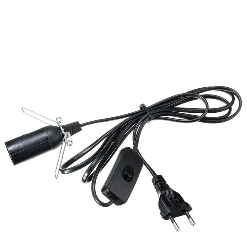 Câble d'alimentation de 1.8m avec variateur, interrupteur marche/arrêt, Clip métallique, Base E14 E2