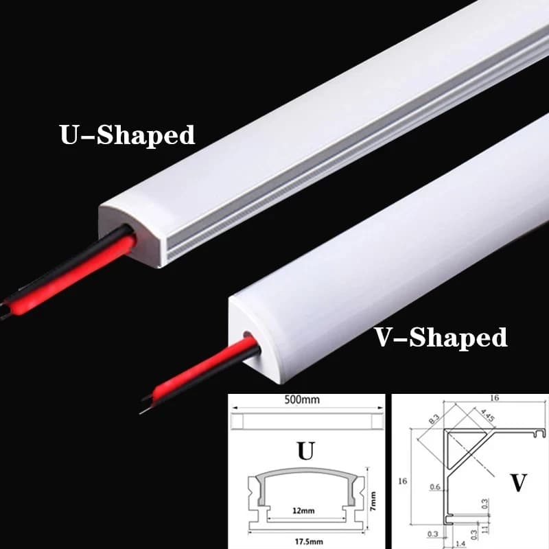 1-10 pièces LED bande rigide DC12V 50CM 20 pouces SMD5730 36LED s en forme de U/V plat LED canal en