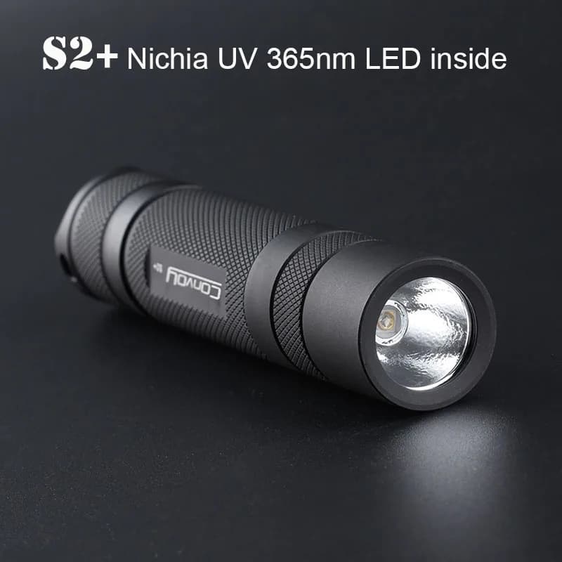 Lampe torche UV Convoy S2+ avec LED Nichia UV 365nm intégrée, lumière ultraviolette 18650, lanterne,