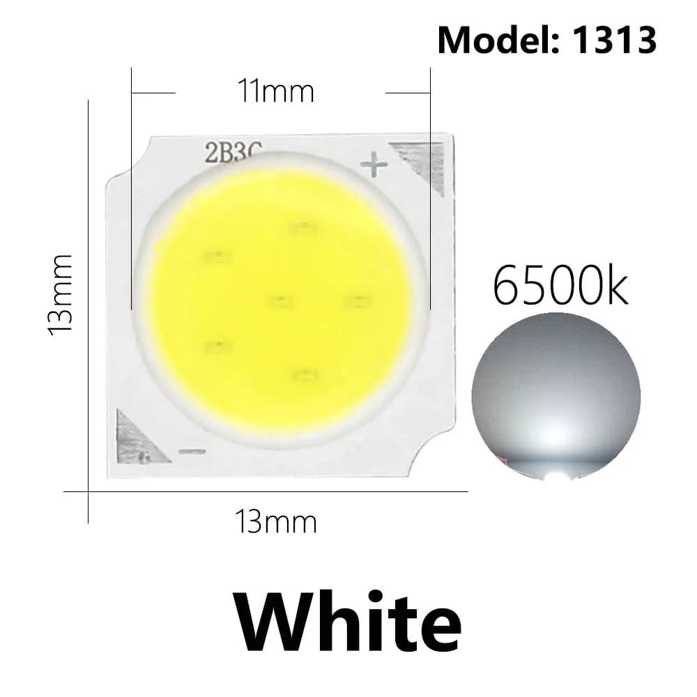 Lot de 10 perles lumineuses LED COB 3W/5W/7W/10W 6500K/4000K/3000K, puce LED 1313, ampoule LED, spot