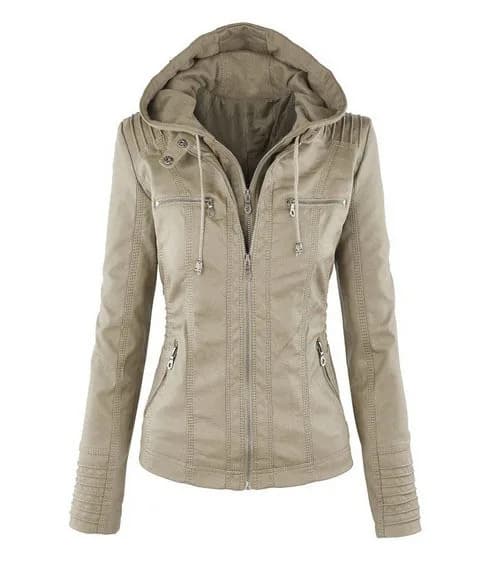 2022 nouvelle veste en cuir femmes sweats à capuche automne hiver veste en polyuréthane noir vêtemen