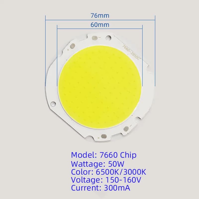 Puces LED COB 50W, perles lumineuses pour lampadaire, budgétaire, mèche de source lumineuse, accesso