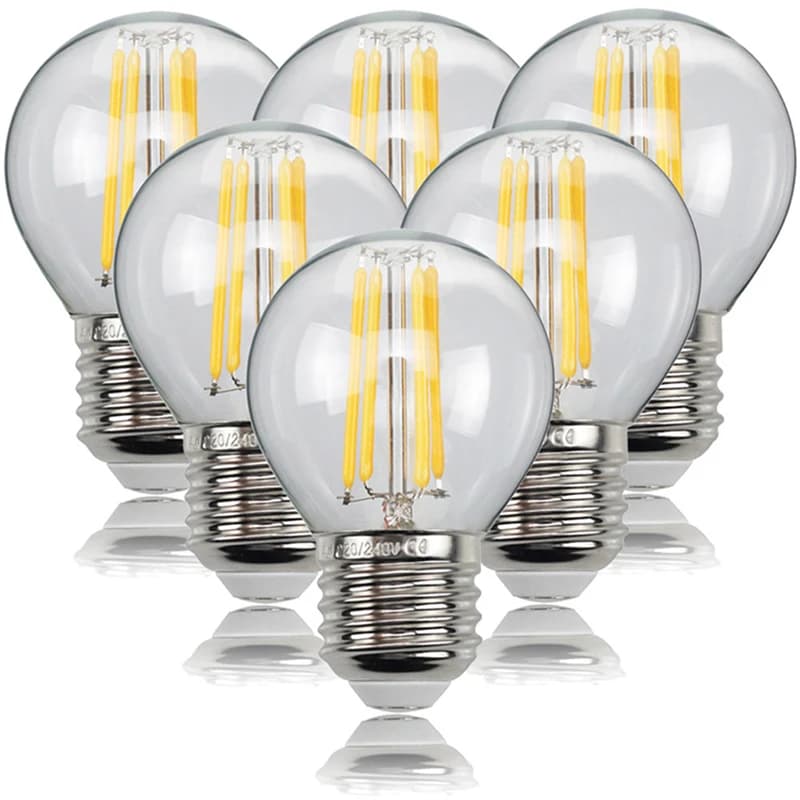 6 pcs/lot 4 w 8 w 12 w E27 E14 lampe à LED claire 220 v G45 LED ampoule chaud/froid blanc Filament E