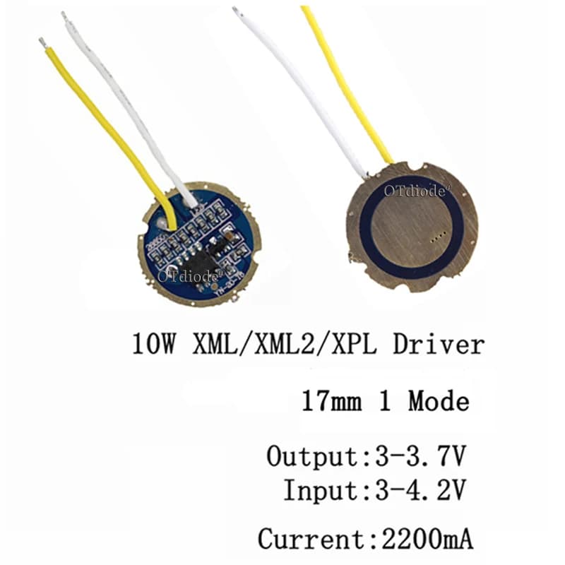 Pilote pour émetteur LED XML 2.7 10w, 1 pièce, xmll led xmll2 led T6 U2 pilote 17mm 20mm 4.2-5050 V