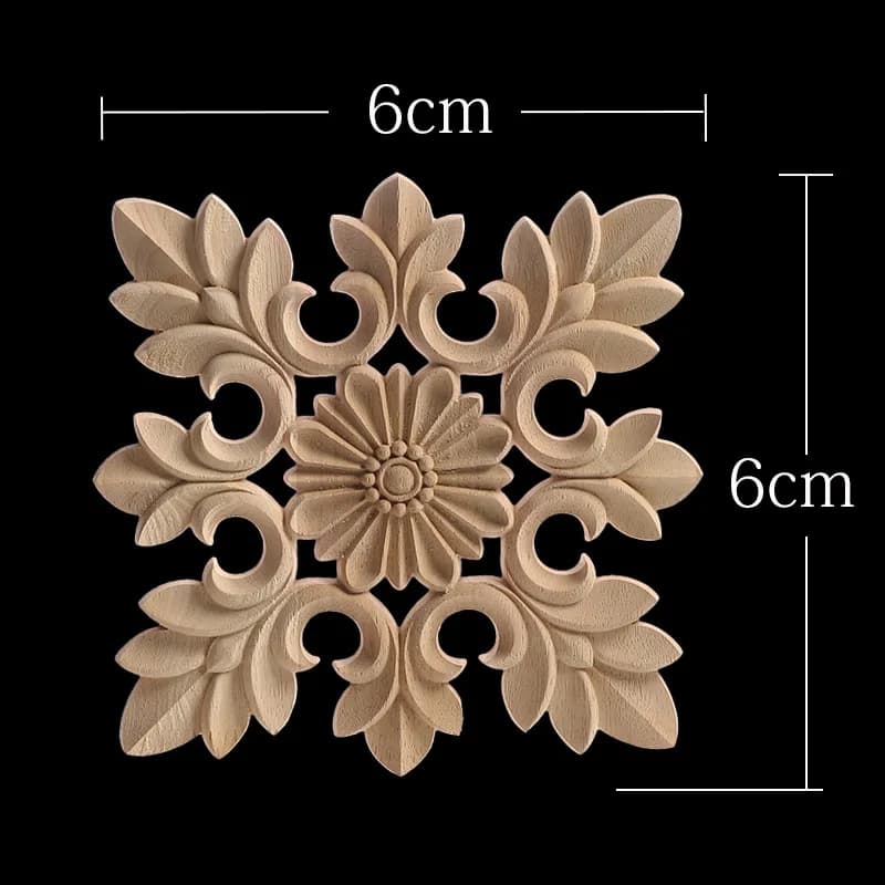 Applique en bois pour décoration de meubles en bois, décalcomanie en bois non peinte, fleurs longues