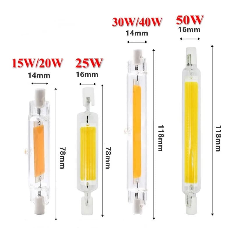 LED R7S Tube de verre 118mm J118 78mm J78 COB ampoule AC 110V 220V 230V 240V Dimmable éclairage dome
