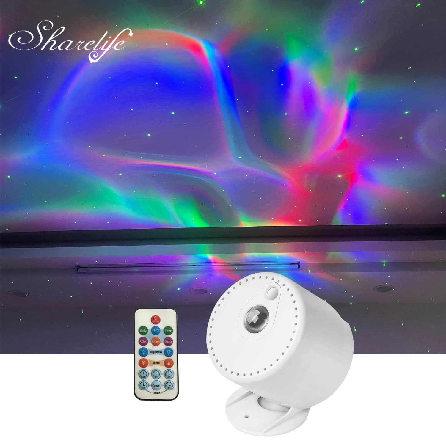 Sharelife Mini RGB dynamique Aurora LED avec Laser vert étoile ciel étoilé lumières pour fête à la m