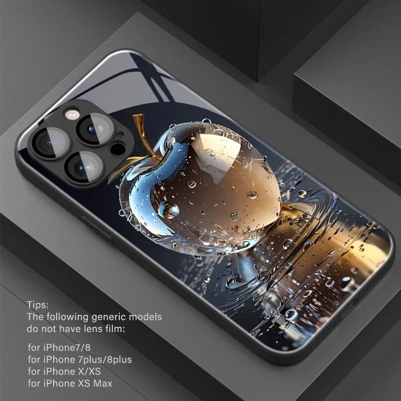 Coque de luxe en cristal goutte d'eau pour Apple, étui de téléphone en verre pour iPhone 17 16 15 14